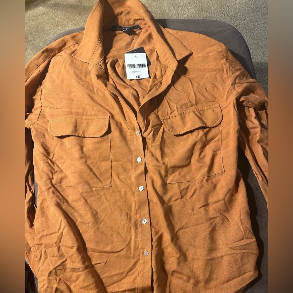 Rust Orange Button-Up Shirt